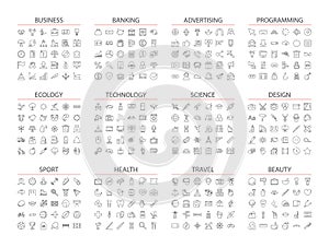 El gran línea conjunto compuesto por iconos 