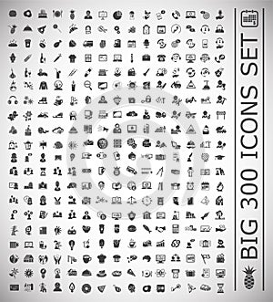 Big 300 icons set on white background for graphic and web design, Modern simple vector sign. Internet concept. Trendy symbol for