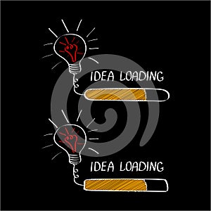 Big idea with loading bar isolated on black background. Brainstorming or creative thinking banner concept.