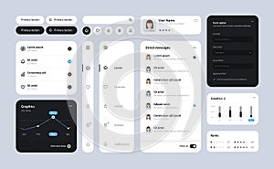 Big and improved ui kit for web designing, mobile apps with the different buttons, charts, diagrams, menu, search.