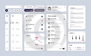 Big and improved ui kit for web designing, mobile apps with the different buttons, charts, diagrams, menu, search.