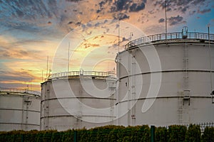 Big industrial oil tanks in a refinery base