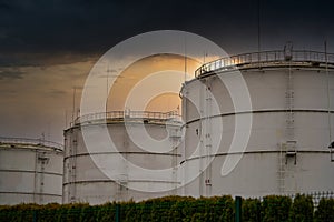 Big industrial oil tanks in a refinery base