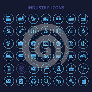Big Industry icon set, trendy flat icons