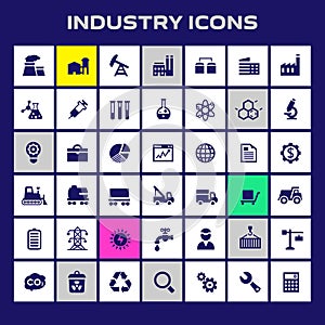 Big Industry icon set, trendy flat icons