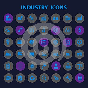 Big Industry icon set, trendy flat icons