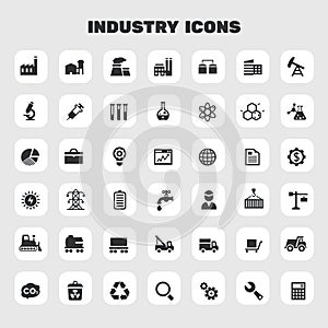 Big Industry icon set, trendy flat icons