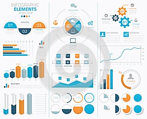 Big infographic vector elements collection to disp