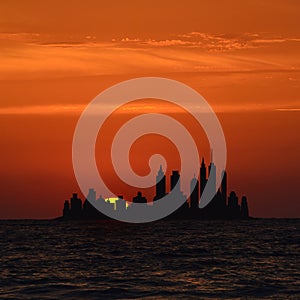 Big island city skylines at sunrise