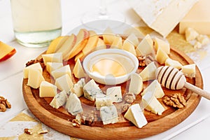 Big Italian Cheese Board Gourmet Food with Honey