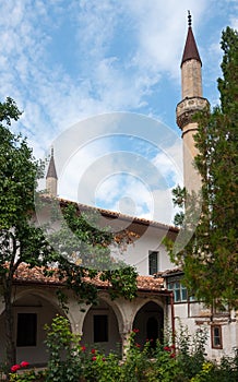 Big Khan Mosque and minaret  of 1532 of Bakhchisaray Palace, Bakhchisarai, central Crimea