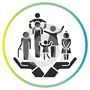 big kinship together icon, family, concept save dynasty, flat symbol