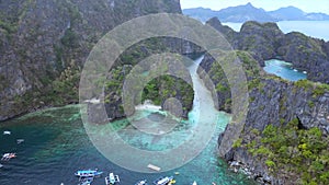 Big lagoon. El nido, Palawan Philippines . Drone