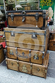 Big and large old wood chest cases