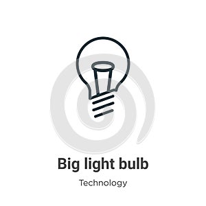 Big light bulb outline vector icon. Thin line black big light bulb icon, flat vector simple element illustration from editable