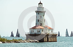 Big light house on a Michigan Lake