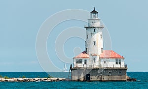 Big light house on a Michigan Lake