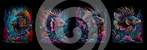 Big lion fish with corals. AI generative