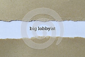 Big lobbyist on white paper