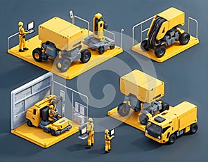 big logistics smart factory with smart warehouse Yellow heavy ca