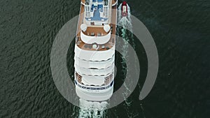 Big luxury cruise ship aerial view