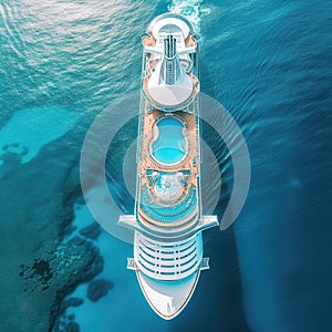 Big luxury cruiser ship in ocean