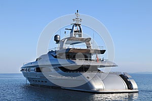 Big luxury motor yacht with blue background - big motor yacht
