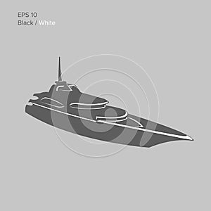 Big and luxury yacht vector illustration. Black and transparent private ship isolated vector. Exclusive vessel