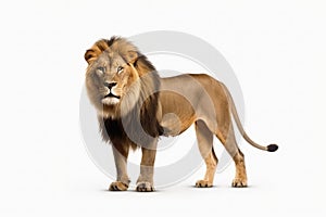 A big male lion isolated on a white background