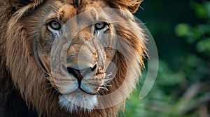 big male lion. Portrait from animal. Portrait of a strong male lion. AI Generative