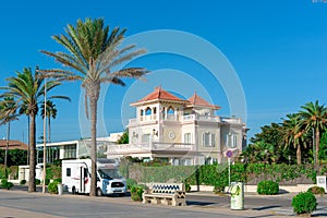 Big mansion, holiday house in front the beach