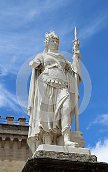 Big marble Statue of Liberty in San Marino Microstate