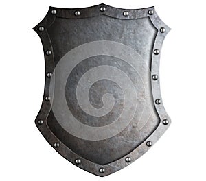 Big medieval metal shield isolated
