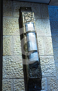 Big Mezuzah at the stone wall in Ben Gurion Airport. Tel Aviv. Israel