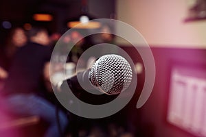 The big microphone in the karaoke bar.