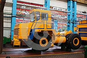 Big mining truck in the production shop of the car factory