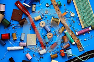 Big Mix of sewing pins and thread and sewing material