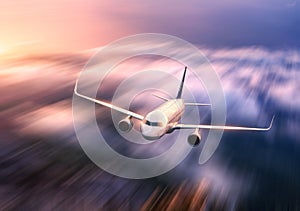 Passenger airplane mith motion blur effect