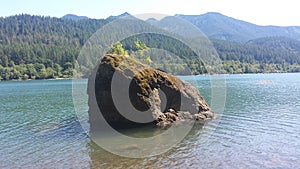 Big monolith in the middle of Rattle Snake Lake WA