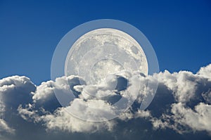 Big moon and clouds