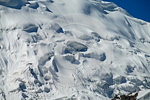 Big mountain snow peak Pobeda in Tian Shan mountains