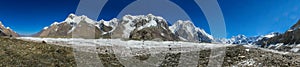 Big mountain snow peaks panorama in Tian Shan mountains