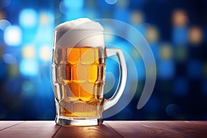 Big mug beer oktoberfest background. Generate Ai