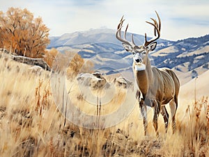 Big mule deer buck in rut