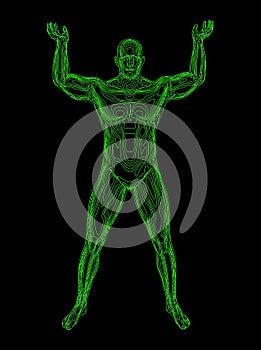 Big Muscular Strong Matrix Man In Lifting Posture