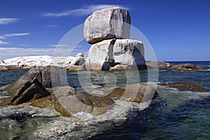 Big natural white rocks . A landmark of the sea