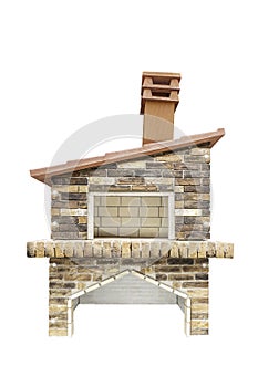 Big New Brick garden furnace for baking or grilling meat, pizza, bread, etc. Isolated on a white background.