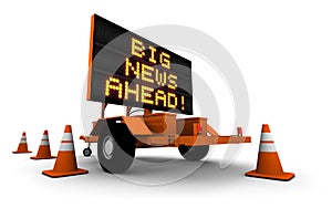 Big news ahead traffic sign