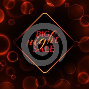 Big night sale banner on a black background with luminous circles vector illustration photo