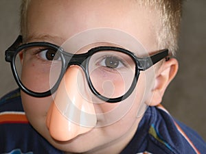 Big Nose Glasses on Little Boy